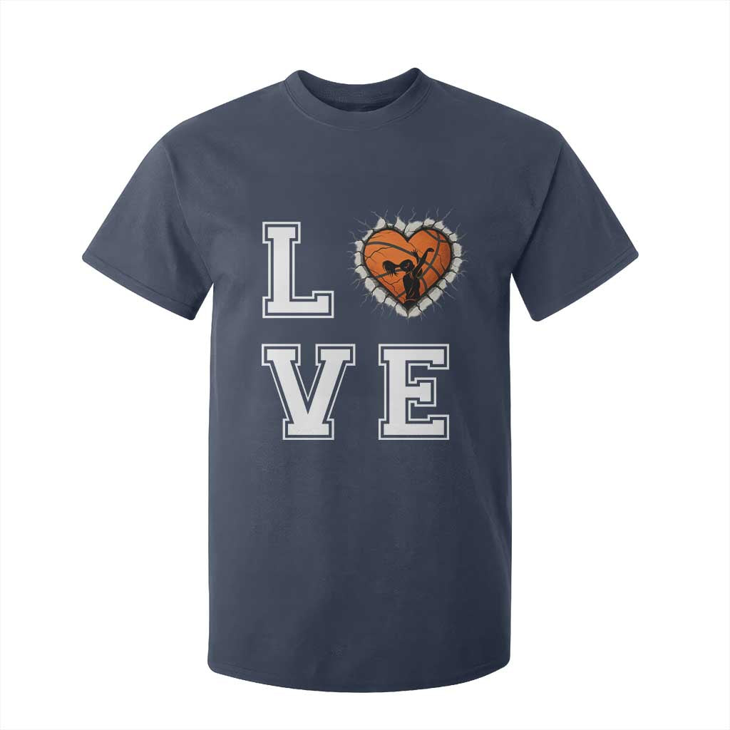 Love Basketball T Shirt For Kid Cracked Ball Graphic For Sport Lover TS12 Navy Print Your Wear