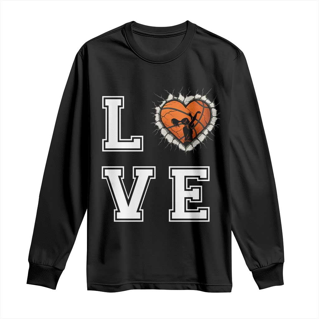 Love Basketball Long Sleeve Shirt Cracked Ball Graphic For Sport Lover TS12 Black Print Your Wear