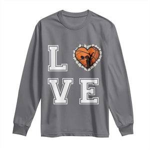 Love Basketball Long Sleeve Shirt Cracked Ball Graphic For Sport Lover TS12 Charcoal Print Your Wear