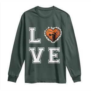 Love Basketball Long Sleeve Shirt Cracked Ball Graphic For Sport Lover TS12 Dark Forest Green Print Your Wear