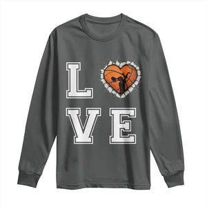 Love Basketball Long Sleeve Shirt Cracked Ball Graphic For Sport Lover TS12 Dark Heather Print Your Wear