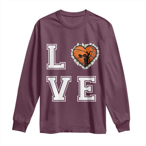 Love Basketball Long Sleeve Shirt Cracked Ball Graphic For Sport Lover TS12 Maroon Print Your Wear