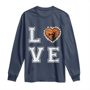 Love Basketball Long Sleeve Shirt Cracked Ball Graphic For Sport Lover TS12 Navy Print Your Wear