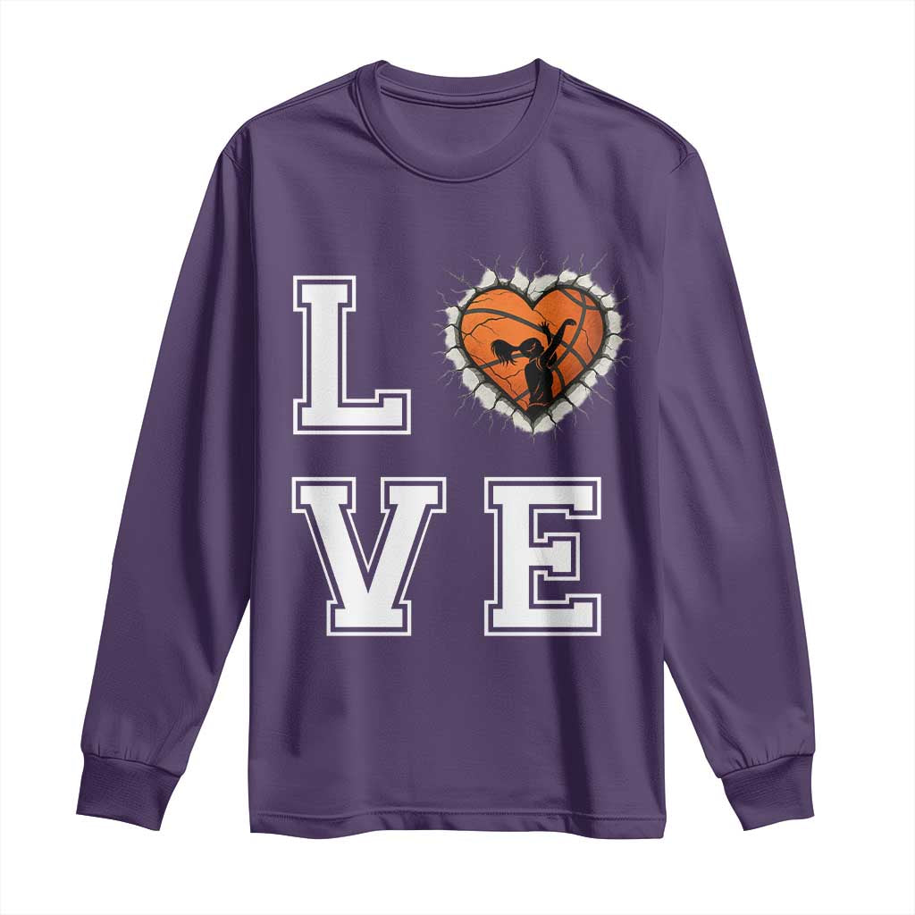 Love Basketball Long Sleeve Shirt Cracked Ball Graphic For Sport Lover TS12 Purple Print Your Wear