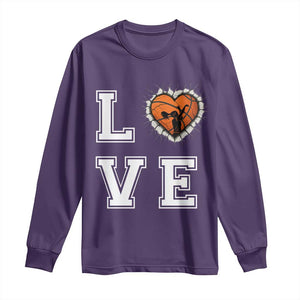 Love Basketball Long Sleeve Shirt Cracked Ball Graphic For Sport Lover TS12 Purple Print Your Wear