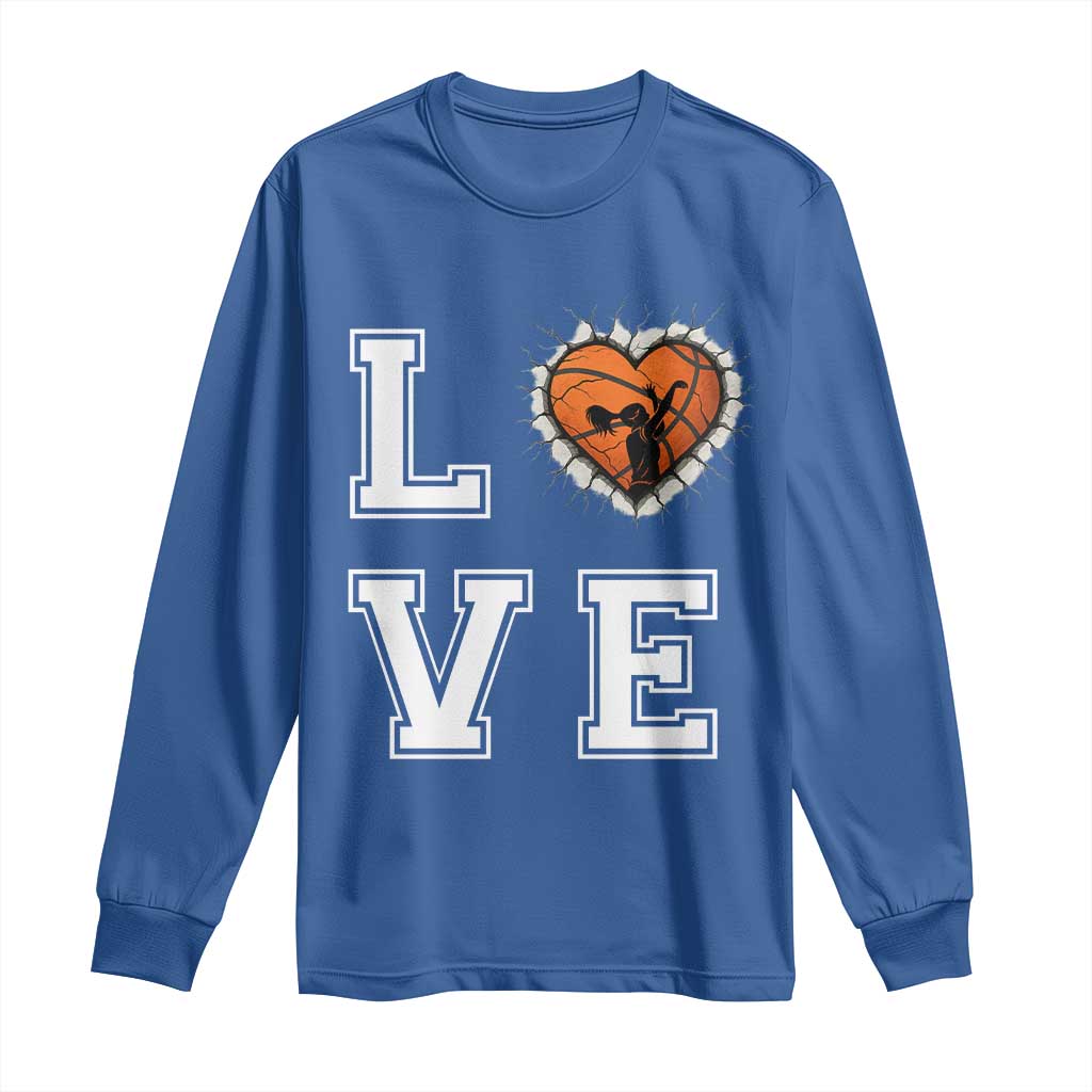 Love Basketball Long Sleeve Shirt Cracked Ball Graphic For Sport Lover TS12 Royal Blue Print Your Wear
