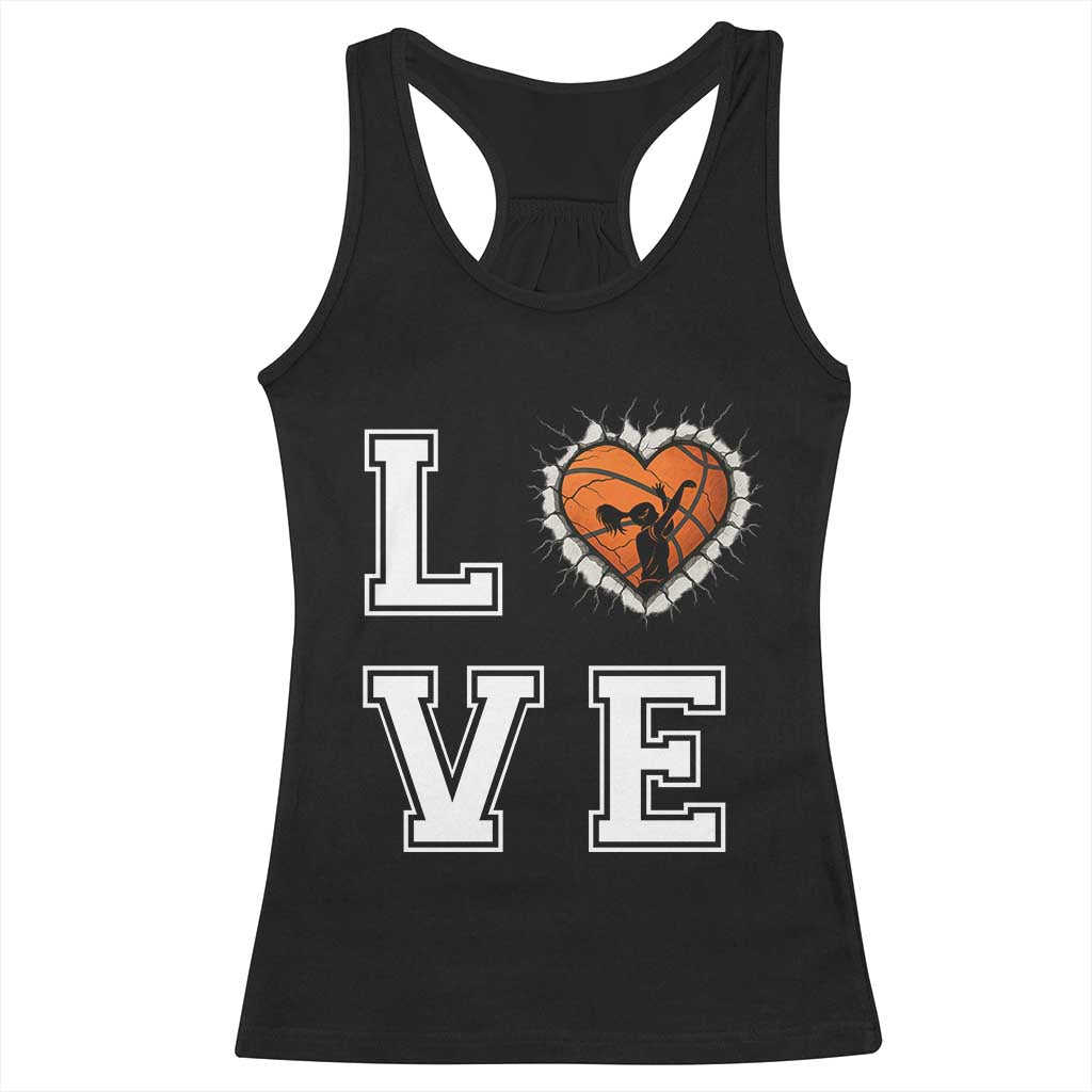 Love Basketball Racerback Tank Top Cracked Ball Graphic For Sport Lover TS12 Black Print Your Wear