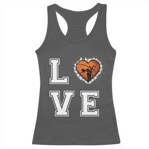 Love Basketball Racerback Tank Top Cracked Ball Graphic For Sport Lover TS12 Dark Heather Print Your Wear