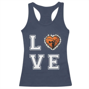Love Basketball Racerback Tank Top Cracked Ball Graphic For Sport Lover TS12 Navy Print Your Wear