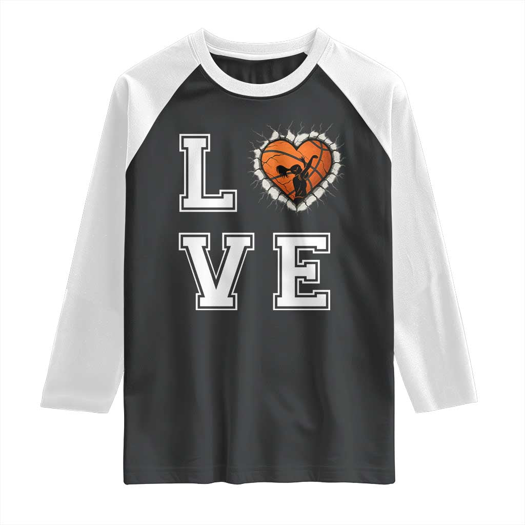 Love Basketball Raglan Shirt Cracked Ball Graphic For Sport Lover TS12 Black White Print Your Wear