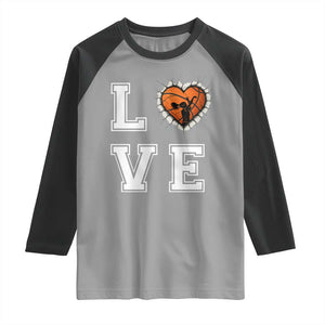 Love Basketball Raglan Shirt Cracked Ball Graphic For Sport Lover TS12 Sport Gray Black Print Your Wear