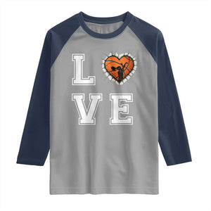 Love Basketball Raglan Shirt Cracked Ball Graphic For Sport Lover TS12 Sport Gray Navy Print Your Wear