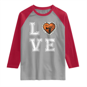 Love Basketball Raglan Shirt Cracked Ball Graphic For Sport Lover TS12 Sport Gray Red Print Your Wear
