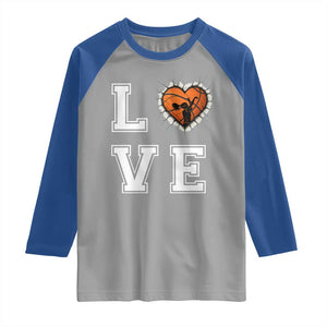 Love Basketball Raglan Shirt Cracked Ball Graphic For Sport Lover TS12 Sport Gray Royal Print Your Wear