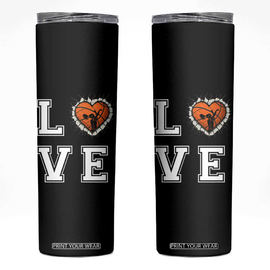 Love Basketball Skinny Tumbler Cracked Ball Graphic For Sport Lover TS12 Black Print Your Wear