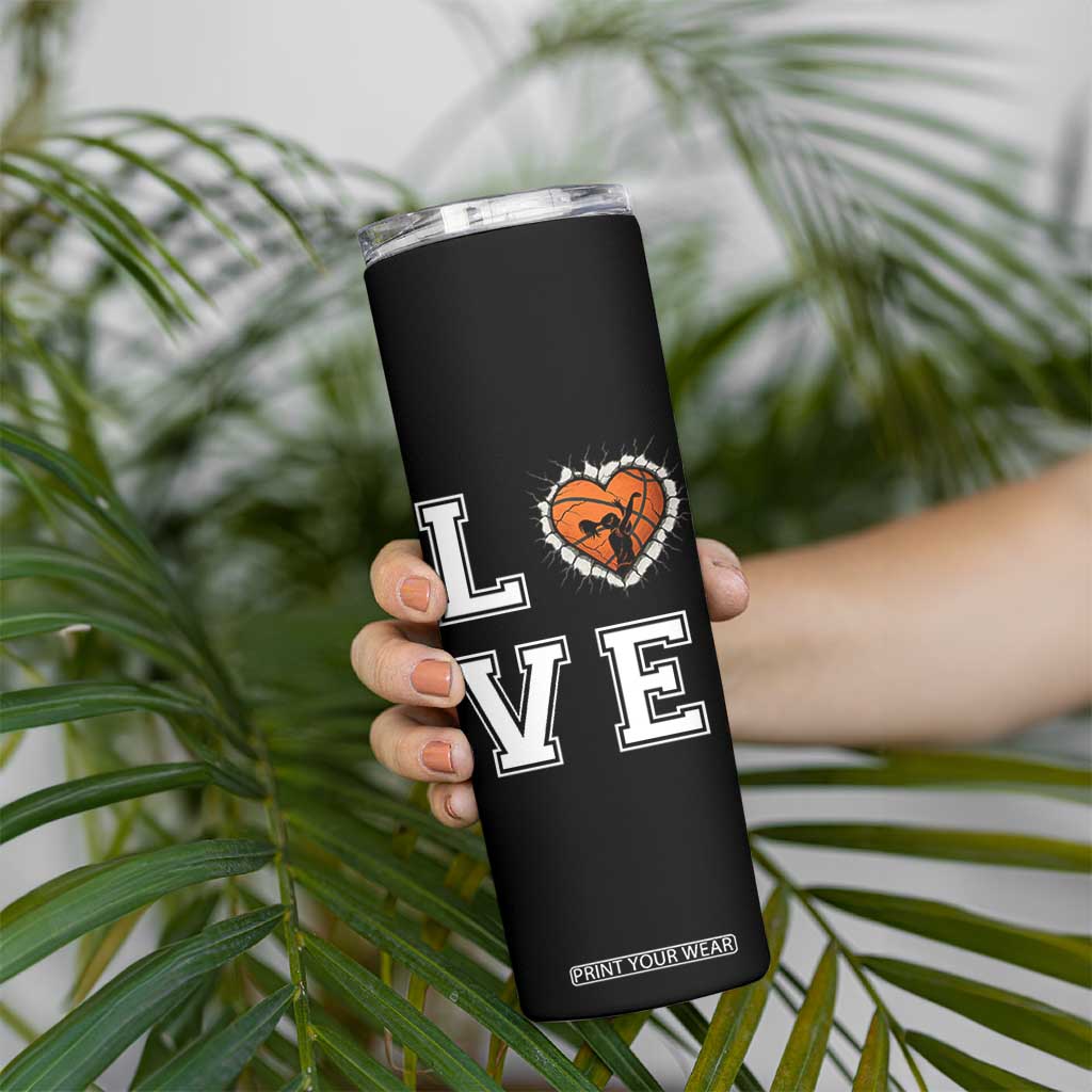 Love Basketball Skinny Tumbler Cracked Ball Graphic For Sport Lover TS12 Print Your Wear