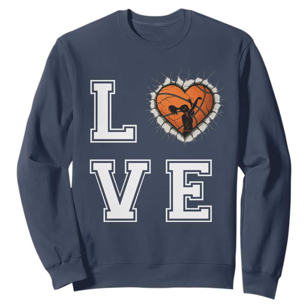 Love Basketball Sweatshirt Cracked Ball Graphic For Sport Lover TS12 Navy Print Your Wear