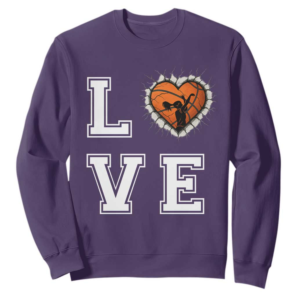 Love Basketball Sweatshirt Cracked Ball Graphic For Sport Lover TS12 Purple Print Your Wear