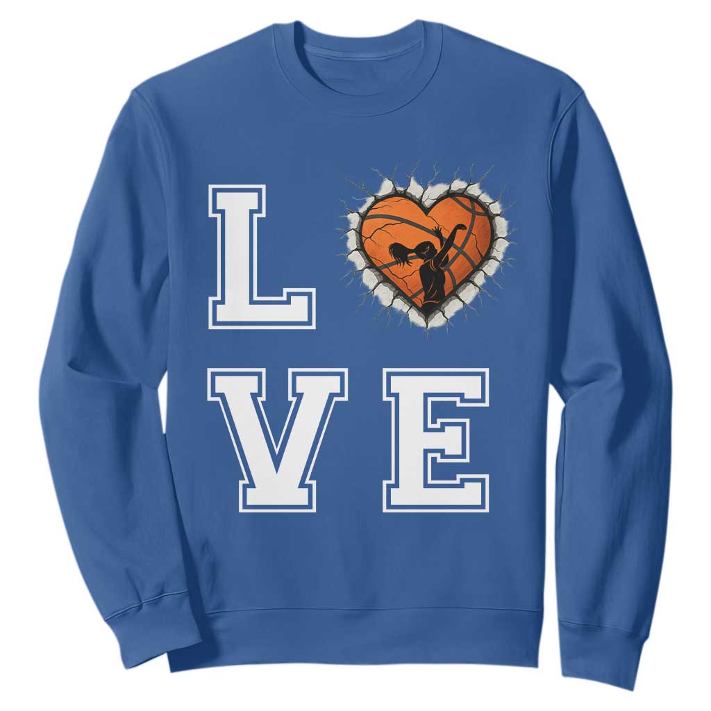 Love Basketball Sweatshirt Cracked Ball Graphic For Sport Lover TS12 Royal Blue Print Your Wear