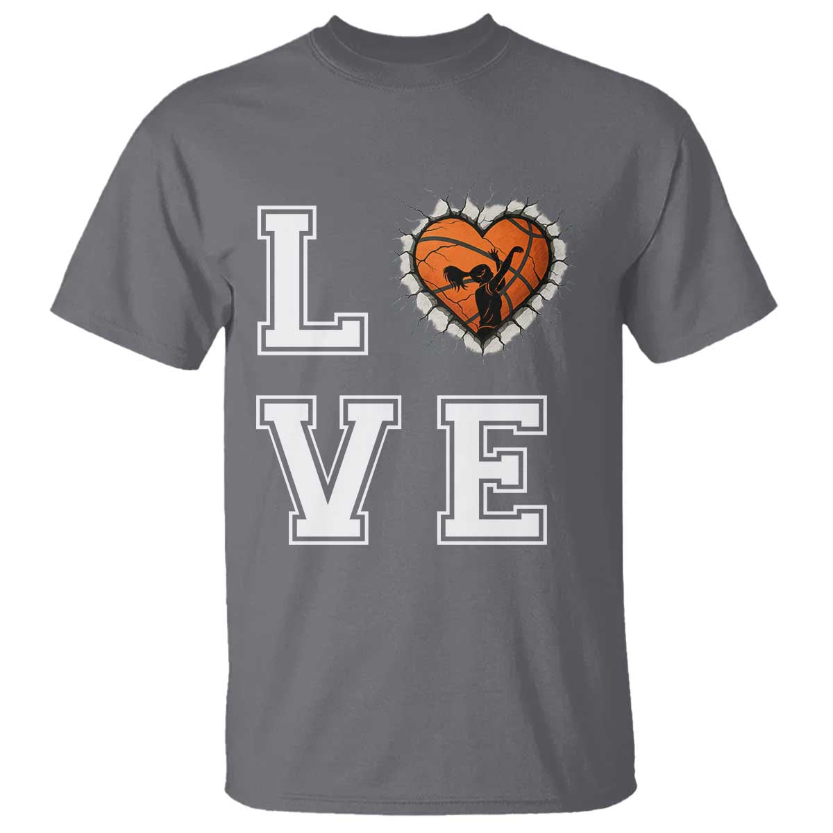 Love Basketball T Shirt Cracked Ball Graphic For Sport Lover TS12 Charcoal Print Your Wear