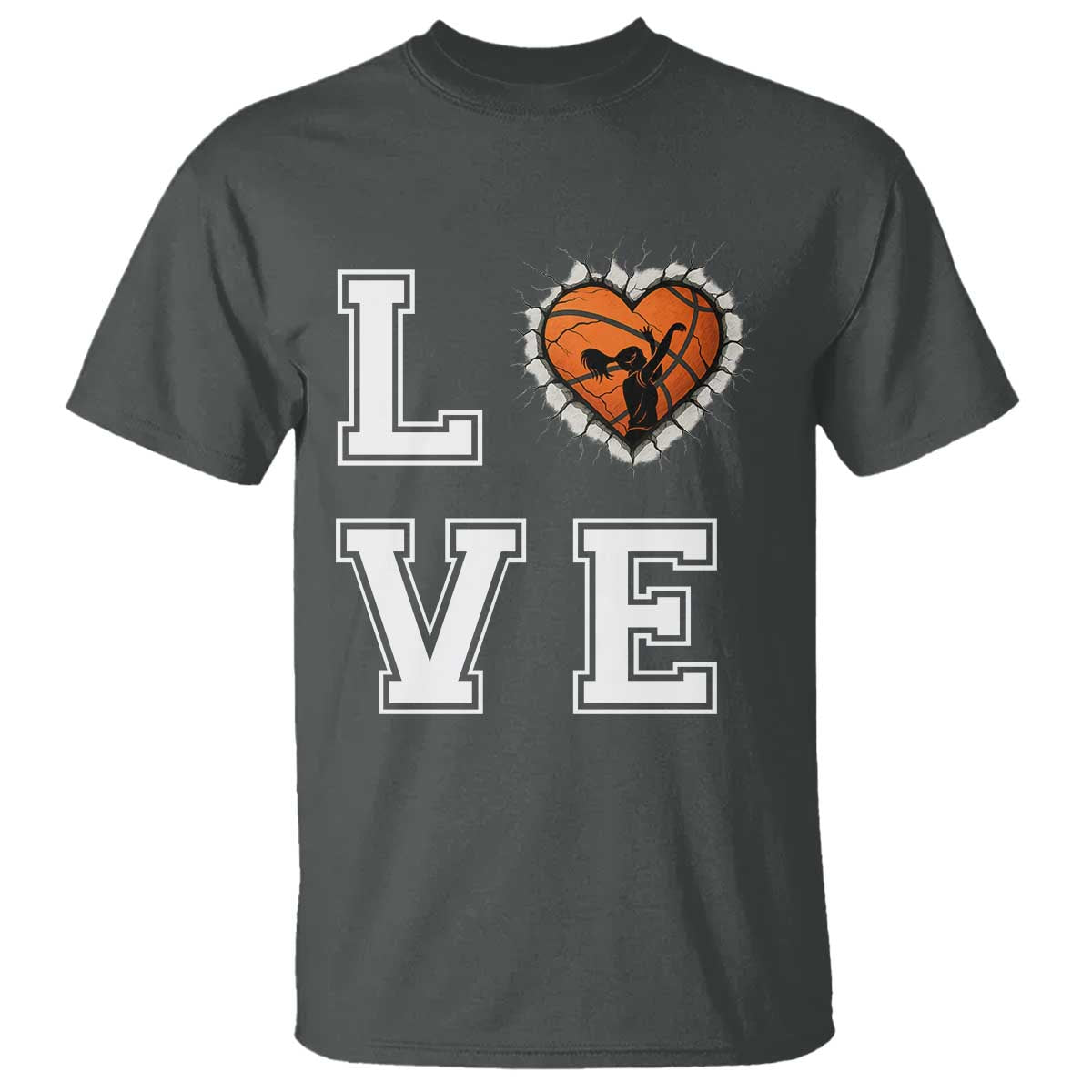 Love Basketball T Shirt Cracked Ball Graphic For Sport Lover TS12 Dark Heather Print Your Wear