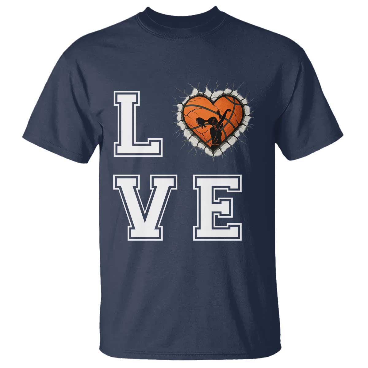 Love Basketball T Shirt Cracked Ball Graphic For Sport Lover TS12 Navy Print Your Wear