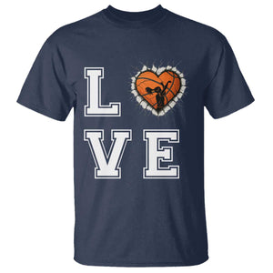 Love Basketball T Shirt Cracked Ball Graphic For Sport Lover TS12 Navy Print Your Wear