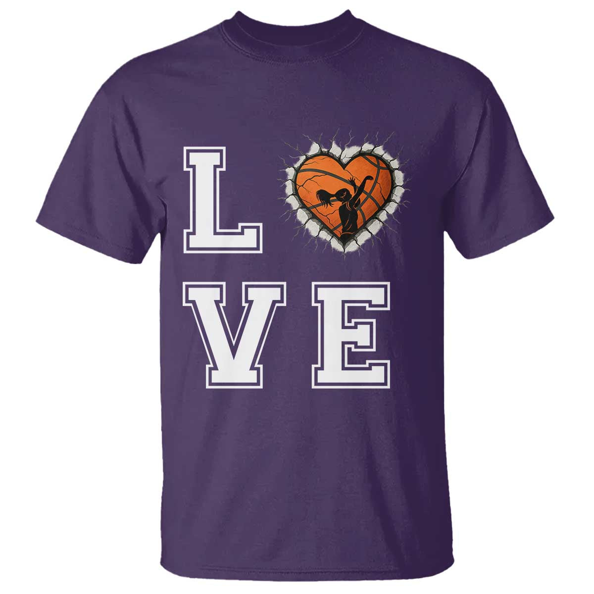 Love Basketball T Shirt Cracked Ball Graphic For Sport Lover TS12 Purple Print Your Wear