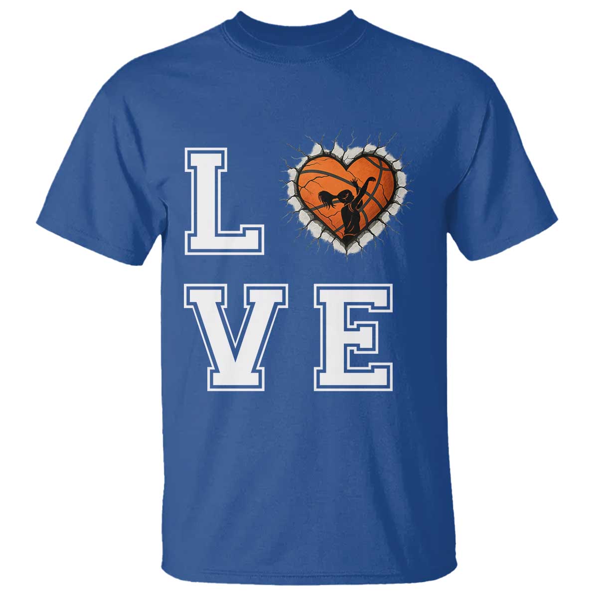 Love Basketball T Shirt Cracked Ball Graphic For Sport Lover TS12 Royal Blue Print Your Wear