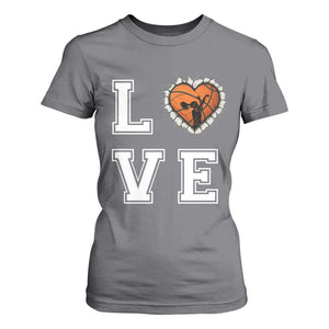 Love Basketball T Shirt For Women Cracked Ball Graphic For Sport Lover TS12 Charcoal Print Your Wear