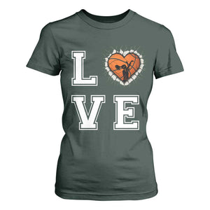 Love Basketball T Shirt For Women Cracked Ball Graphic For Sport Lover TS12 Dark Forest Green Print Your Wear