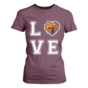 Love Basketball T Shirt For Women Cracked Ball Graphic For Sport Lover TS12 Maroon Print Your Wear