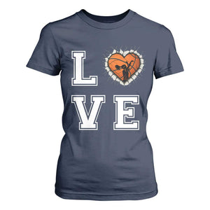 Love Basketball T Shirt For Women Cracked Ball Graphic For Sport Lover TS12 Navy Print Your Wear