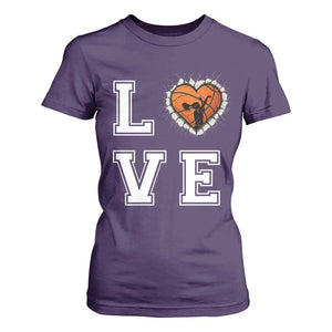 Love Basketball T Shirt For Women Cracked Ball Graphic For Sport Lover TS12 Purple Print Your Wear