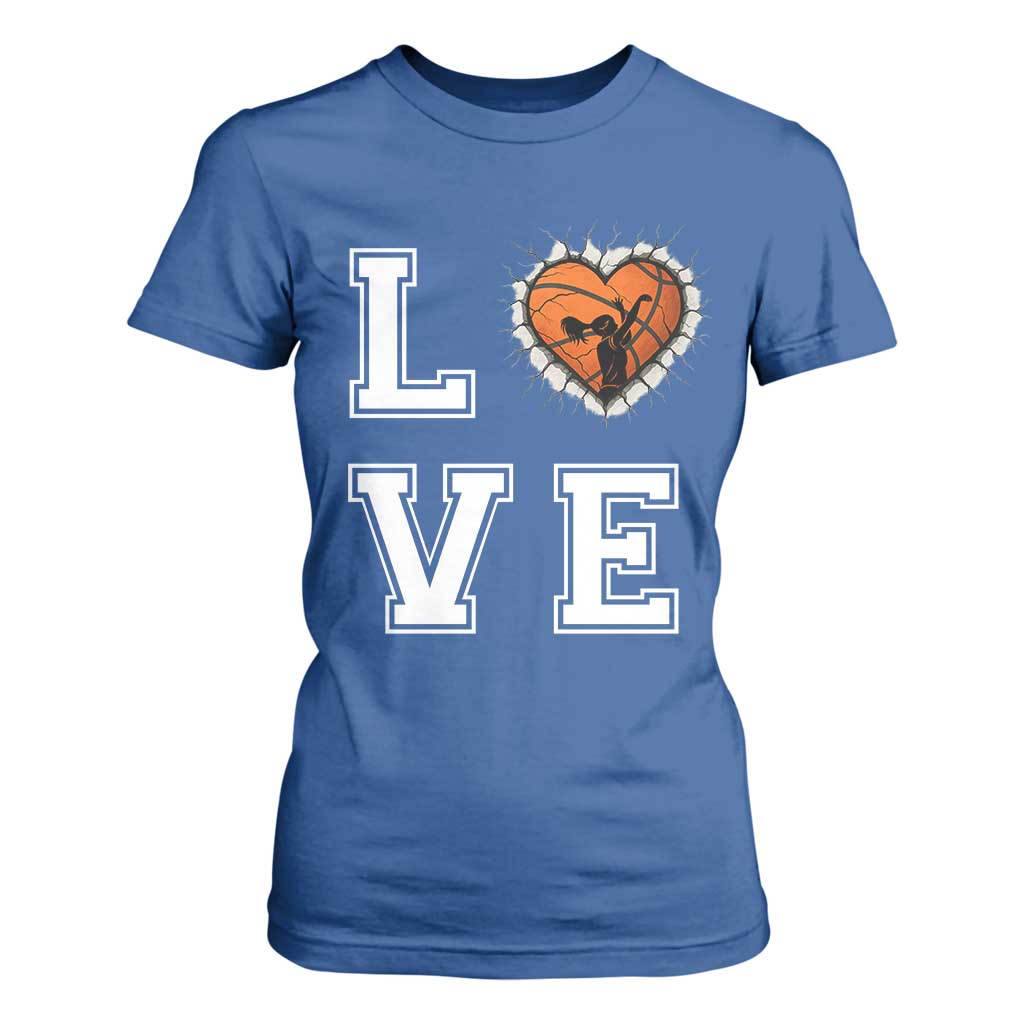 Love Basketball T Shirt For Women Cracked Ball Graphic For Sport Lover TS12 Royal Blue Print Your Wear