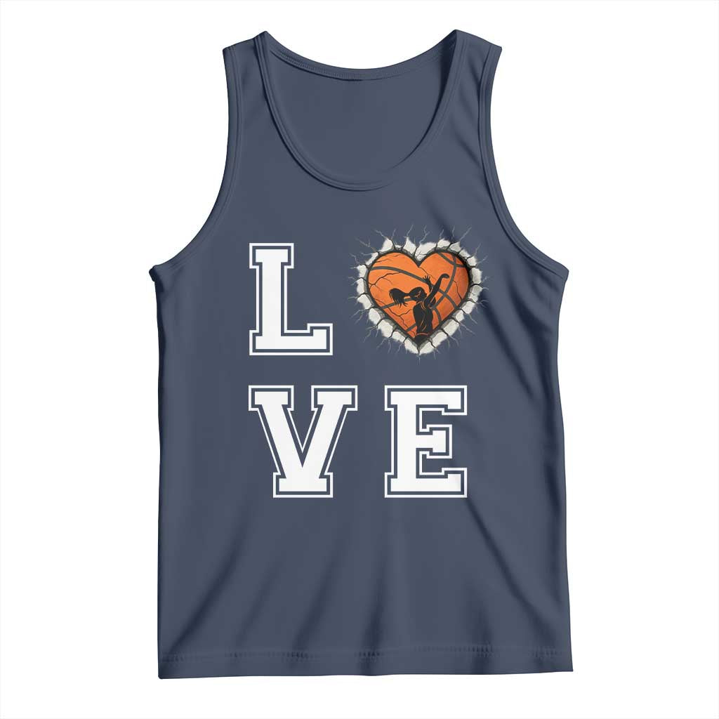Love Basketball Tank Top Cracked Ball Graphic For Sport Lover TS12 Navy Print Your Wear
