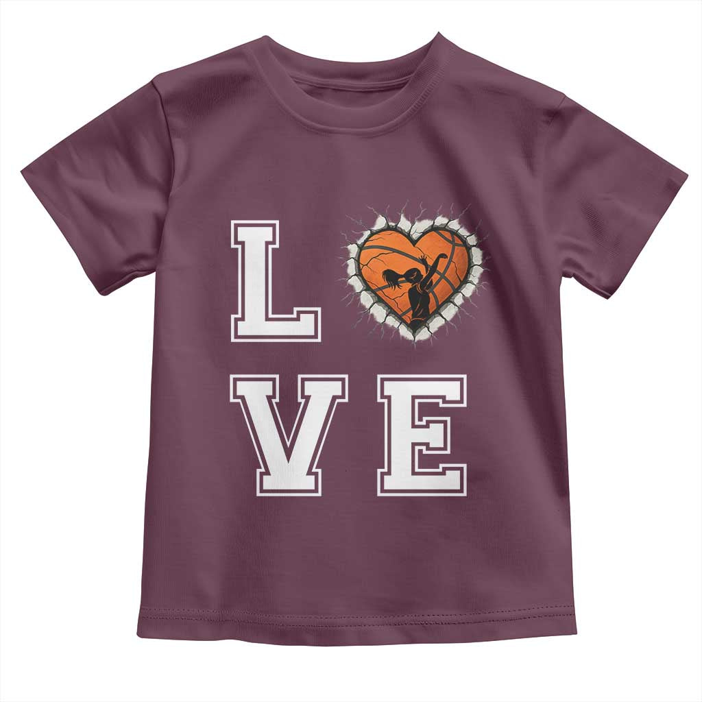 Love Basketball Toddler T Shirt Cracked Ball Graphic For Sport Lover TS12 Maroon Print Your Wear