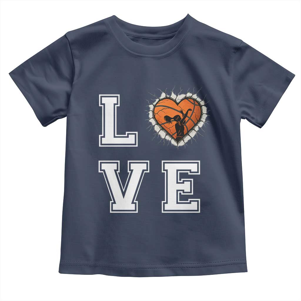Love Basketball Toddler T Shirt Cracked Ball Graphic For Sport Lover TS12 Navy Print Your Wear