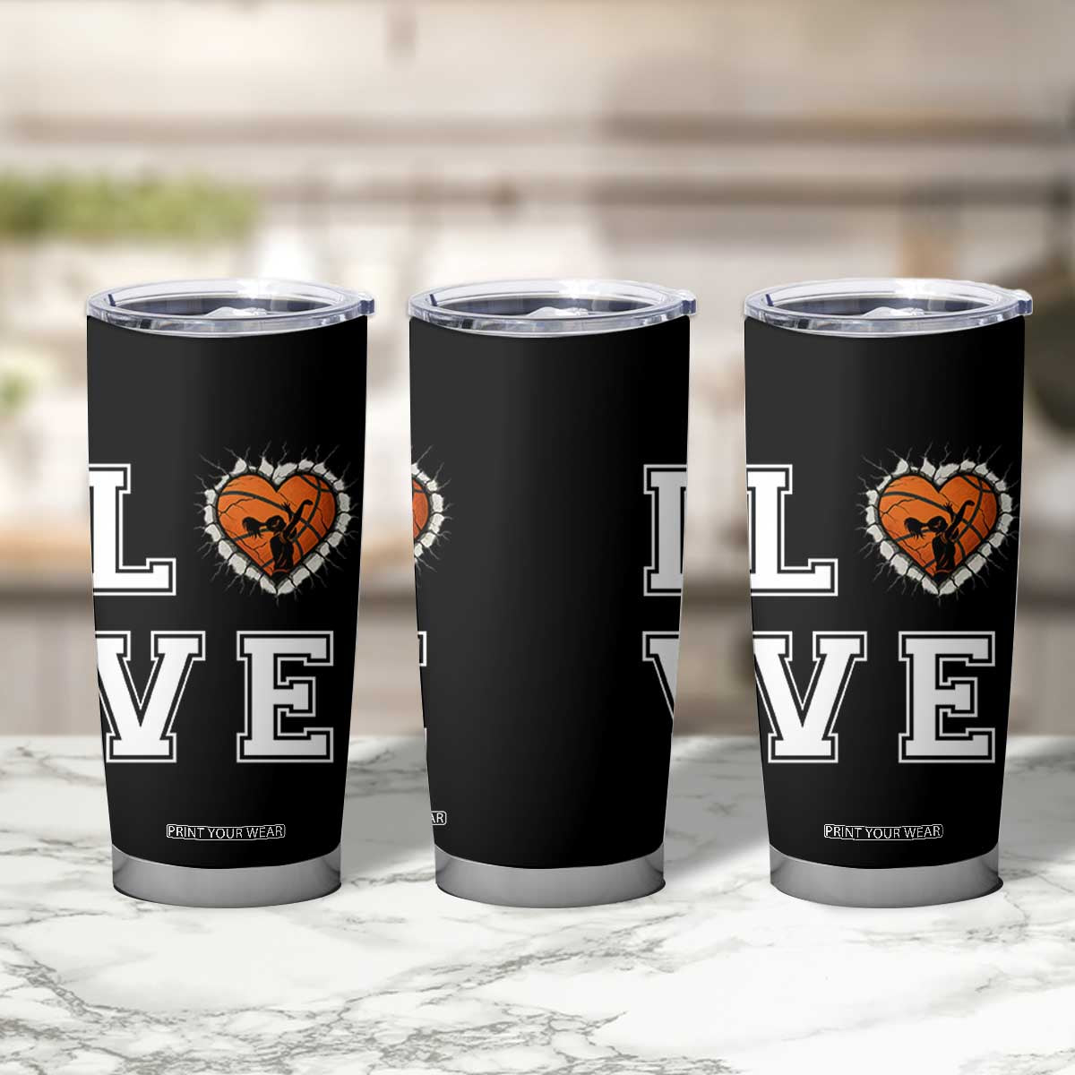 Love Basketball Tumbler Cup Cracked Ball Graphic For Sport Lover TS12 Print Your Wear