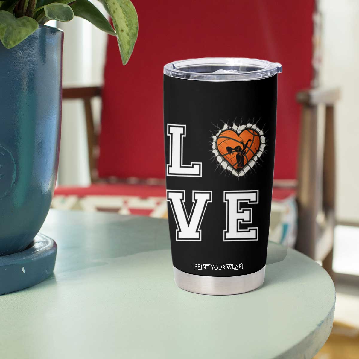 Love Basketball Tumbler Cup Cracked Ball Graphic For Sport Lover TS12 Print Your Wear