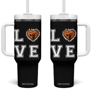 Love Basketball Tumbler With Handle Cracked Ball Graphic For Sport Lover TS12 One Size: 40 oz Black Print Your Wear