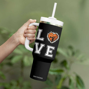 Love Basketball Tumbler With Handle Cracked Ball Graphic For Sport Lover TS12 Print Your Wear