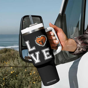 Love Basketball Tumbler With Handle Cracked Ball Graphic For Sport Lover TS12 Print Your Wear