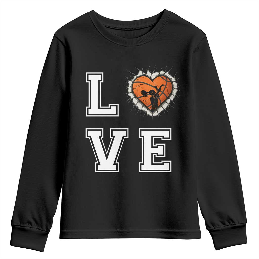 Love Basketball Youth Sweatshirt Cracked Ball Graphic For Sport Lover TS12 Black Print Your Wear