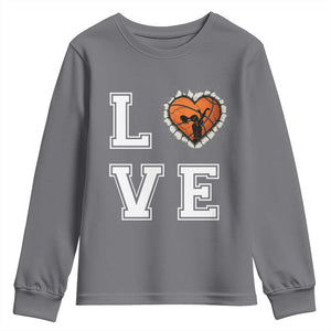 Love Basketball Youth Sweatshirt Cracked Ball Graphic For Sport Lover TS12 Charcoal Print Your Wear