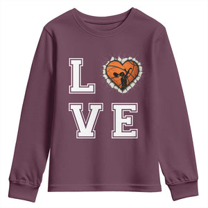 Love Basketball Youth Sweatshirt Cracked Ball Graphic For Sport Lover TS12 Maroon Print Your Wear