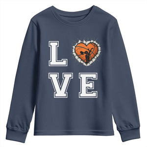 Love Basketball Youth Sweatshirt Cracked Ball Graphic For Sport Lover TS12 Navy Print Your Wear