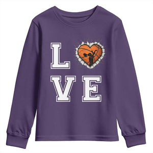 Love Basketball Youth Sweatshirt Cracked Ball Graphic For Sport Lover TS12 Purple Print Your Wear