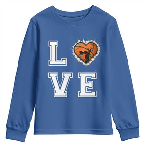 Love Basketball Youth Sweatshirt Cracked Ball Graphic For Sport Lover TS12 Royal Blue Print Your Wear