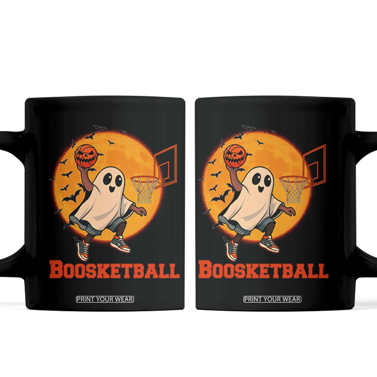Funny Black Ghost Halloween Basketball Coffee Mug Boosketball Dunk Gift TS12 Black Print Your Wear